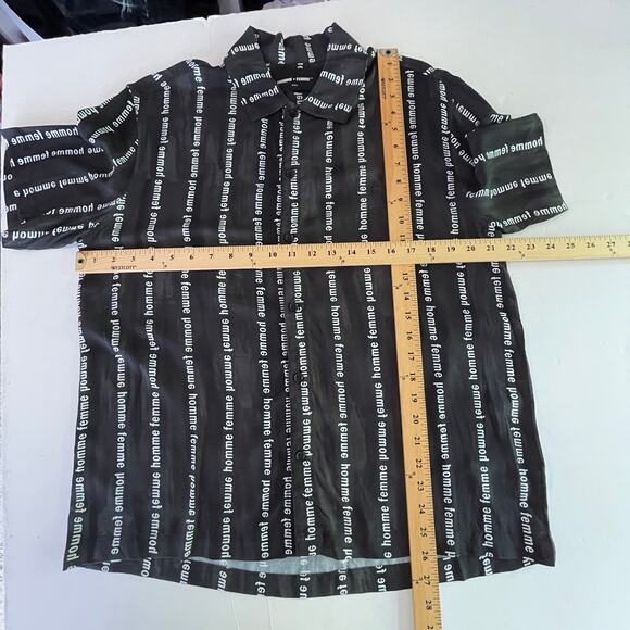 Homme + Femme NEW Striped Logo Camp Shirt Mens Sz S Black White Short Sleeve - Picture 6 of 7